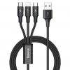 Baseus cavo dati 3in1 Lightning 3.5A, micro USB, Type-C 3A 1.2mt