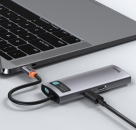 Baseus Hub USB-C 6 in 1 con 3 USB 3.0, 1 HDMI, 1 RJ45, 1 PD grey